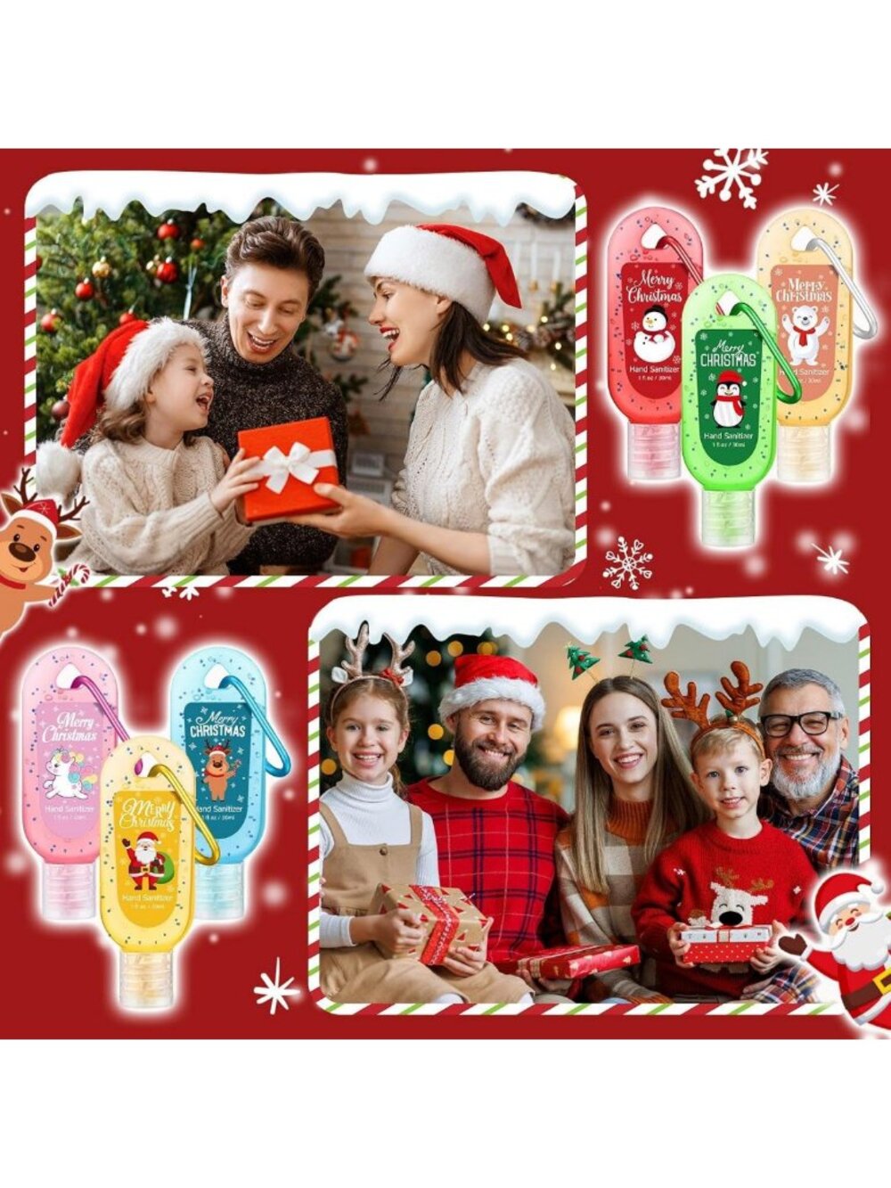 24 Pcs Mini Hand Sanitizer Keychain 1oz - Holiday Party Favors & Gifts